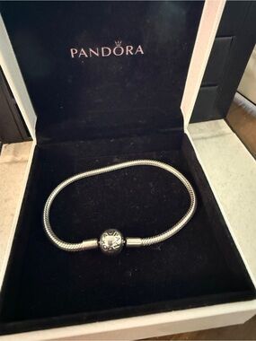 Pandora Silver Snake Chain Bracelet with Logo Clasp